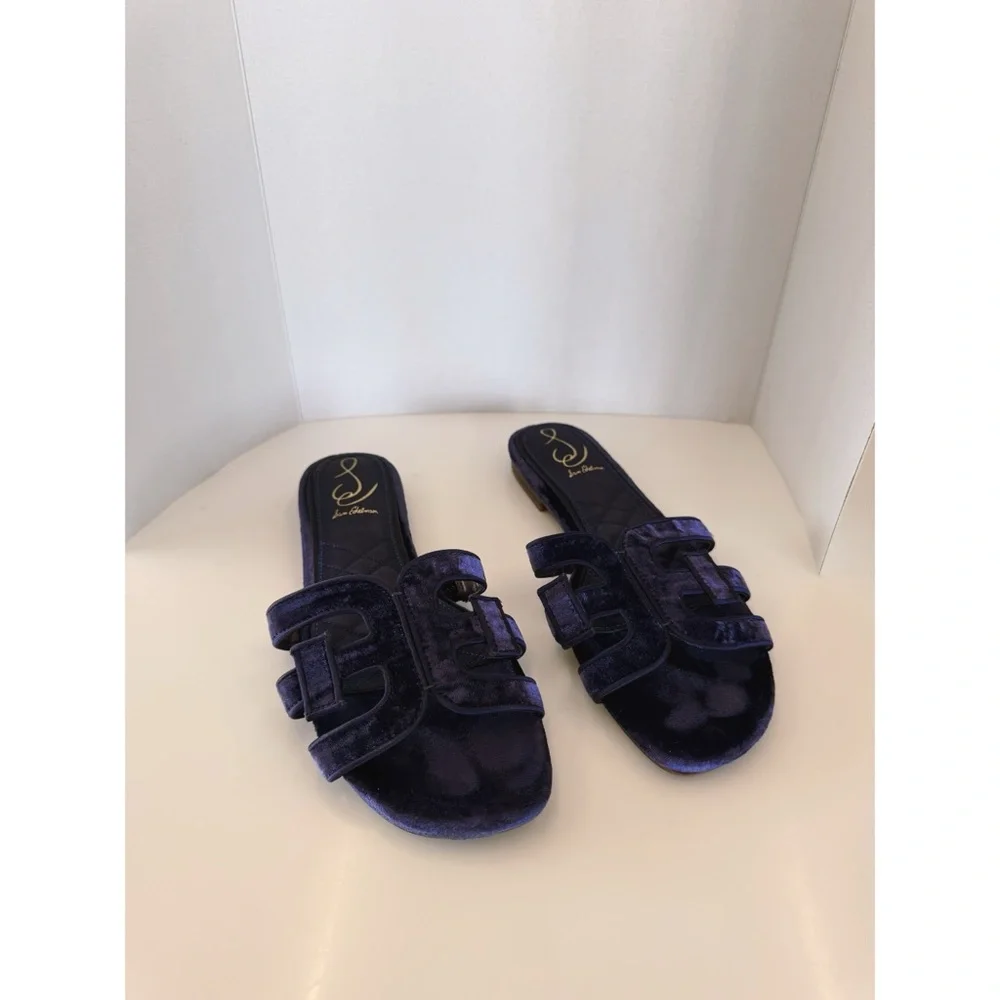 NWOT Sam Edelman Bay Honore Velvet Sandals in Dark Winter Violet, Size 8 - Picture 3 of 9